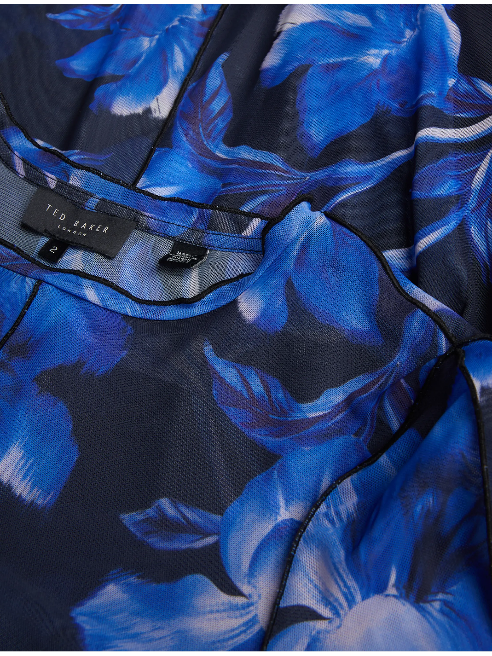 Mesh Long Sleeve Printed Dress
