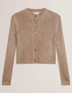 Metallic Knit Cropped Cardigan