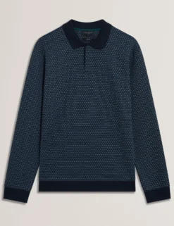 Micro Geo Jacquard Long Sleeve Polo