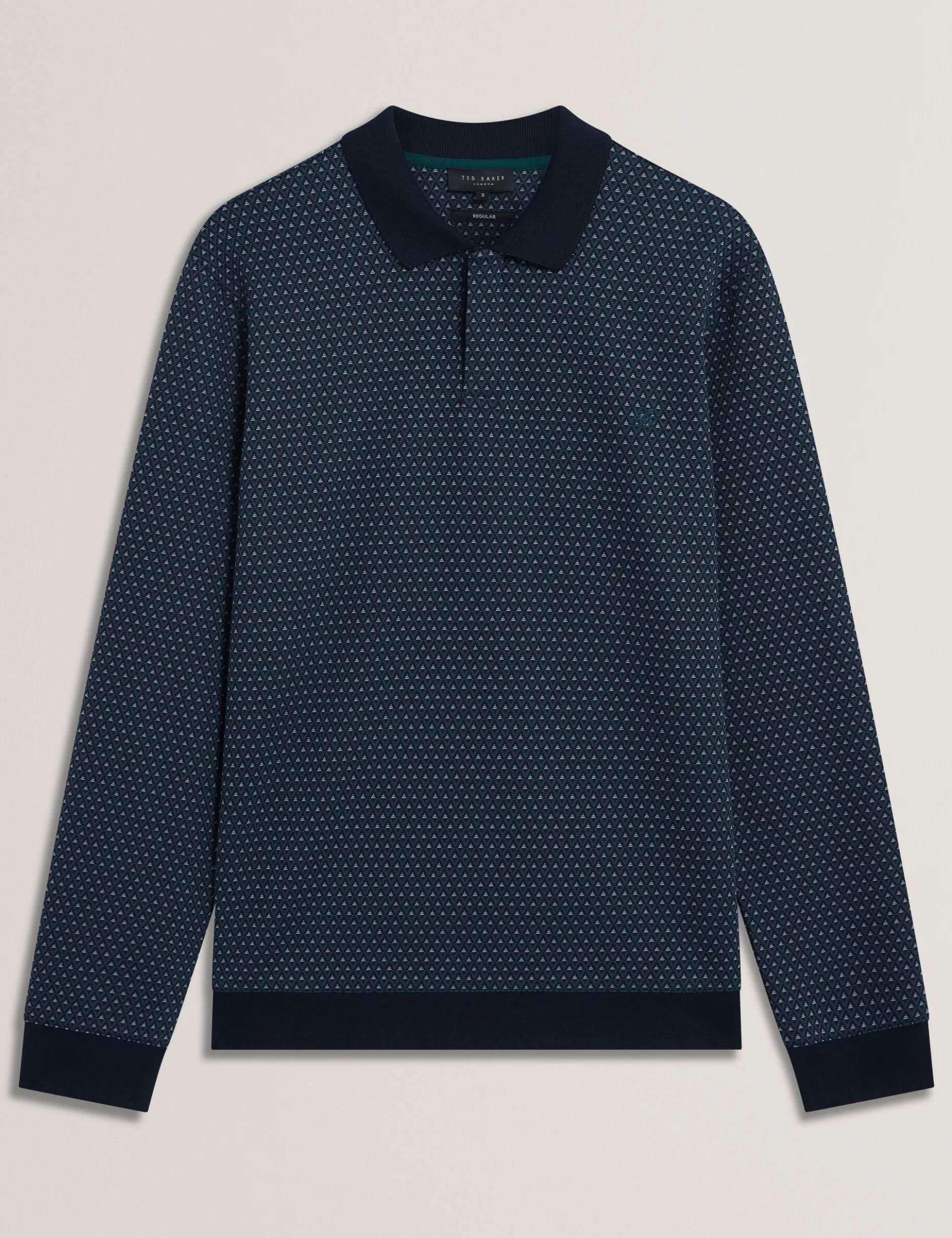 Micro Geo Jacquard Long Sleeve Polo