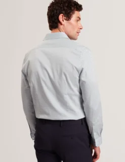 Micro Geo Print Long Sleeve Slim Shirt