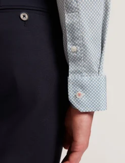 Micro Geo Print Long Sleeve Slim Shirt