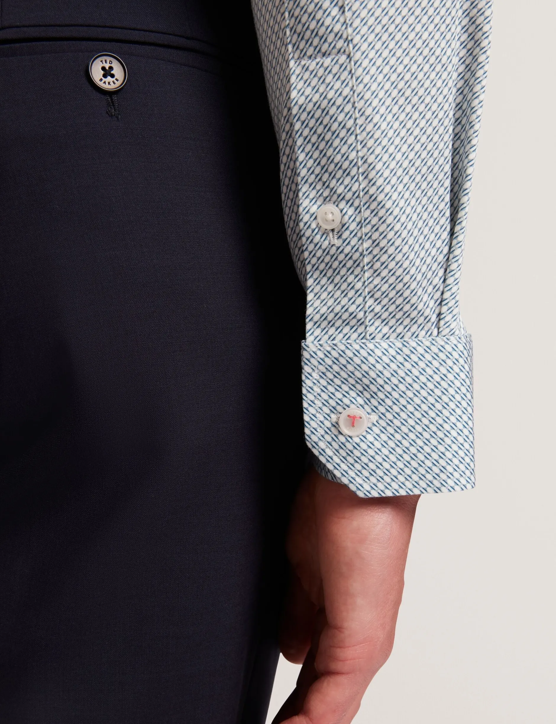 Micro Geo Print Long Sleeve Slim Shirt