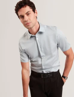 Micro Geo Print Slim Short Sleeve Shirt