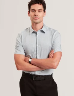 Micro Geo Print Slim Short Sleeve Shirt