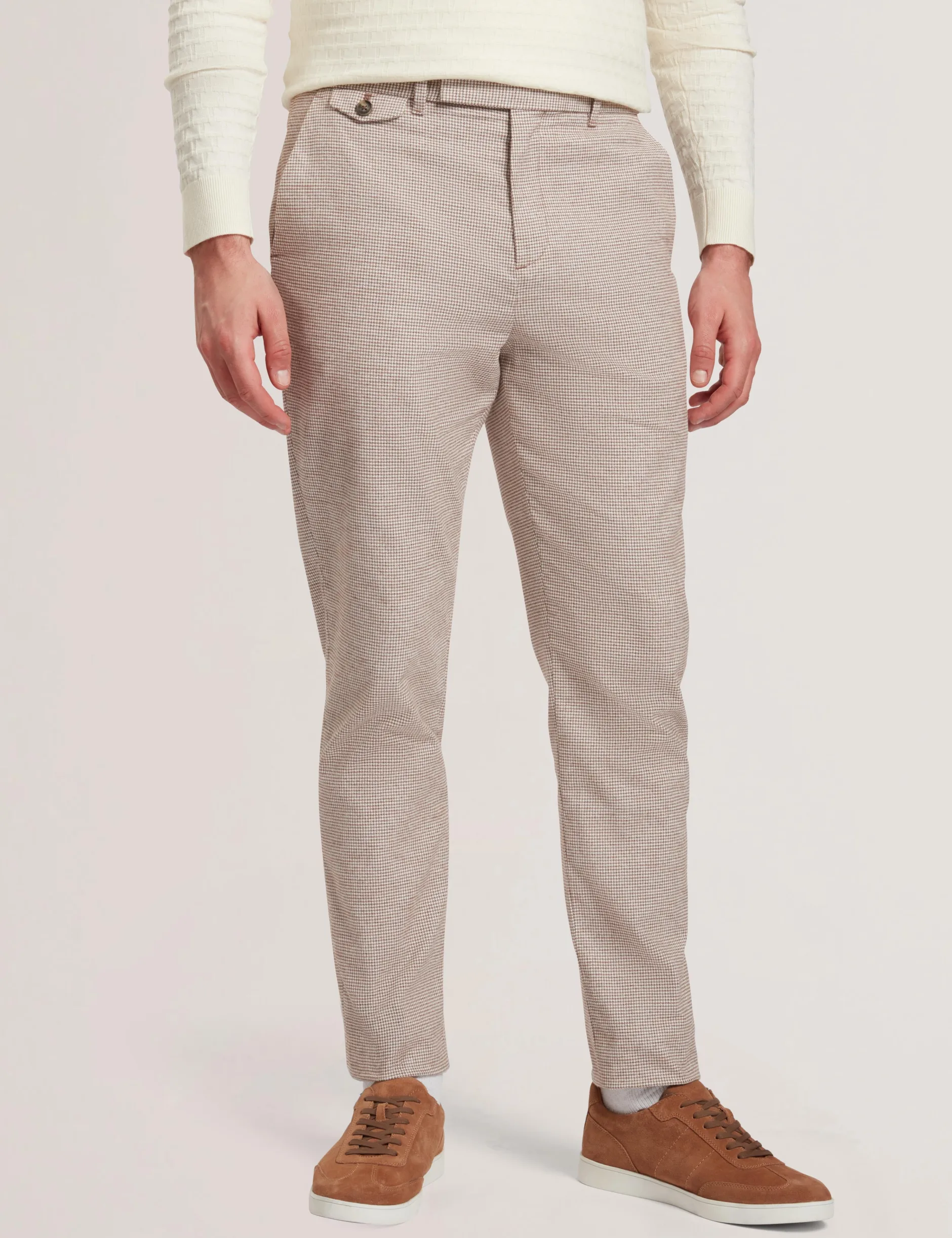 Micro Houndstooth Slim Fit Pants