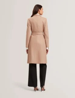 Mid Length Belted Wool Wrap Coat