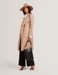Mid Length Belted Wool Wrap Coat