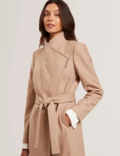 Mid Length Belted Wool Wrap Coat