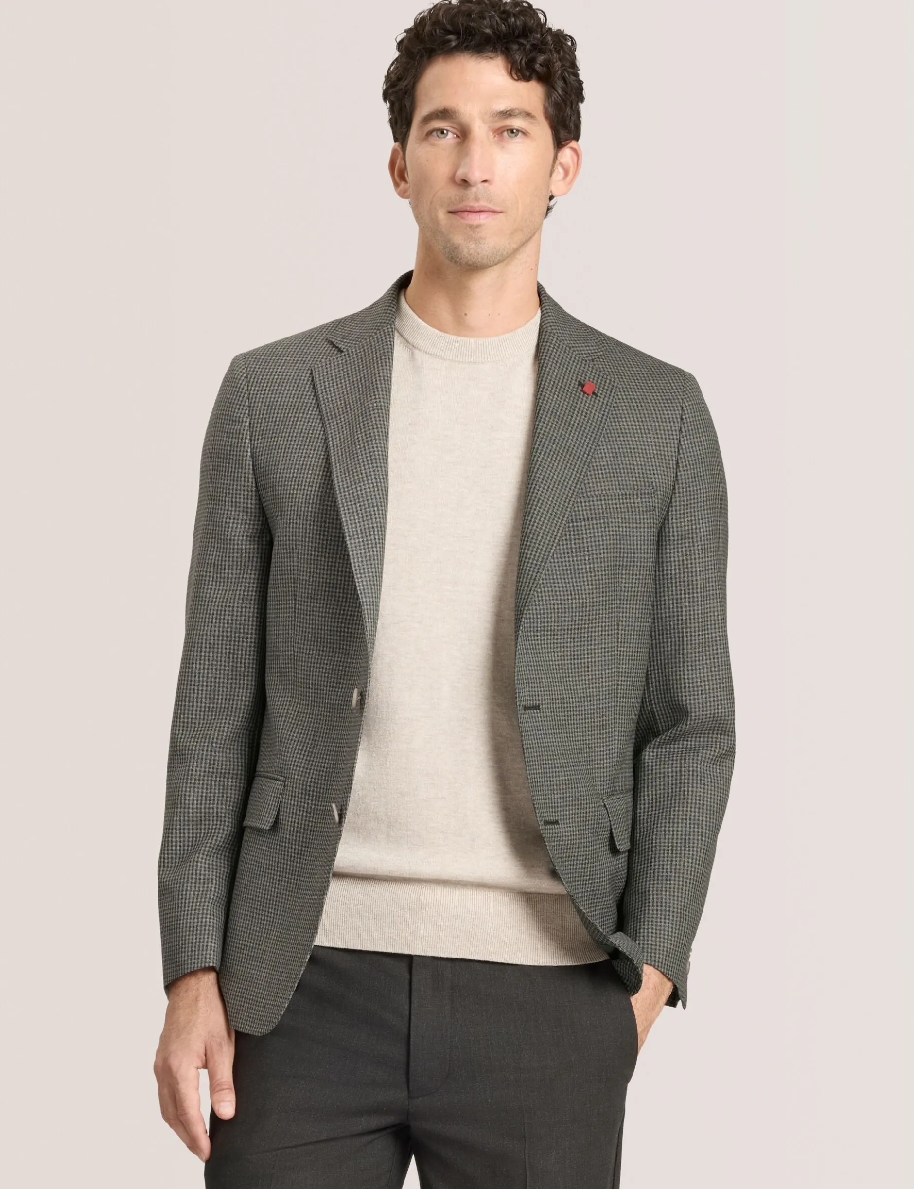 Mini Check Wool Modern Fit Suit Jacket