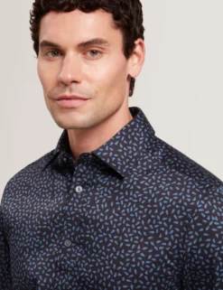 Mini Leaf Print Long Sleeve Cotton Shirt