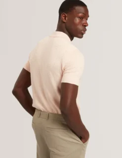 Mixed Texture Cotton Linen Knit Polo