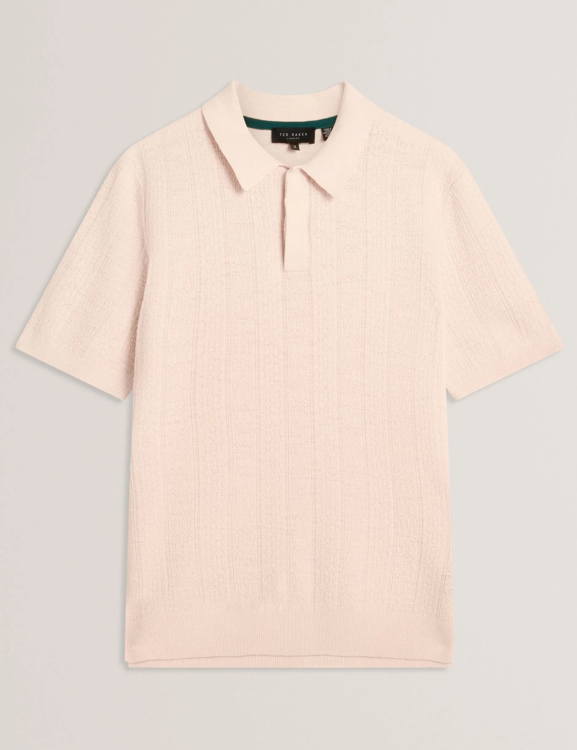 Mixed Texture Cotton Linen Knit Polo