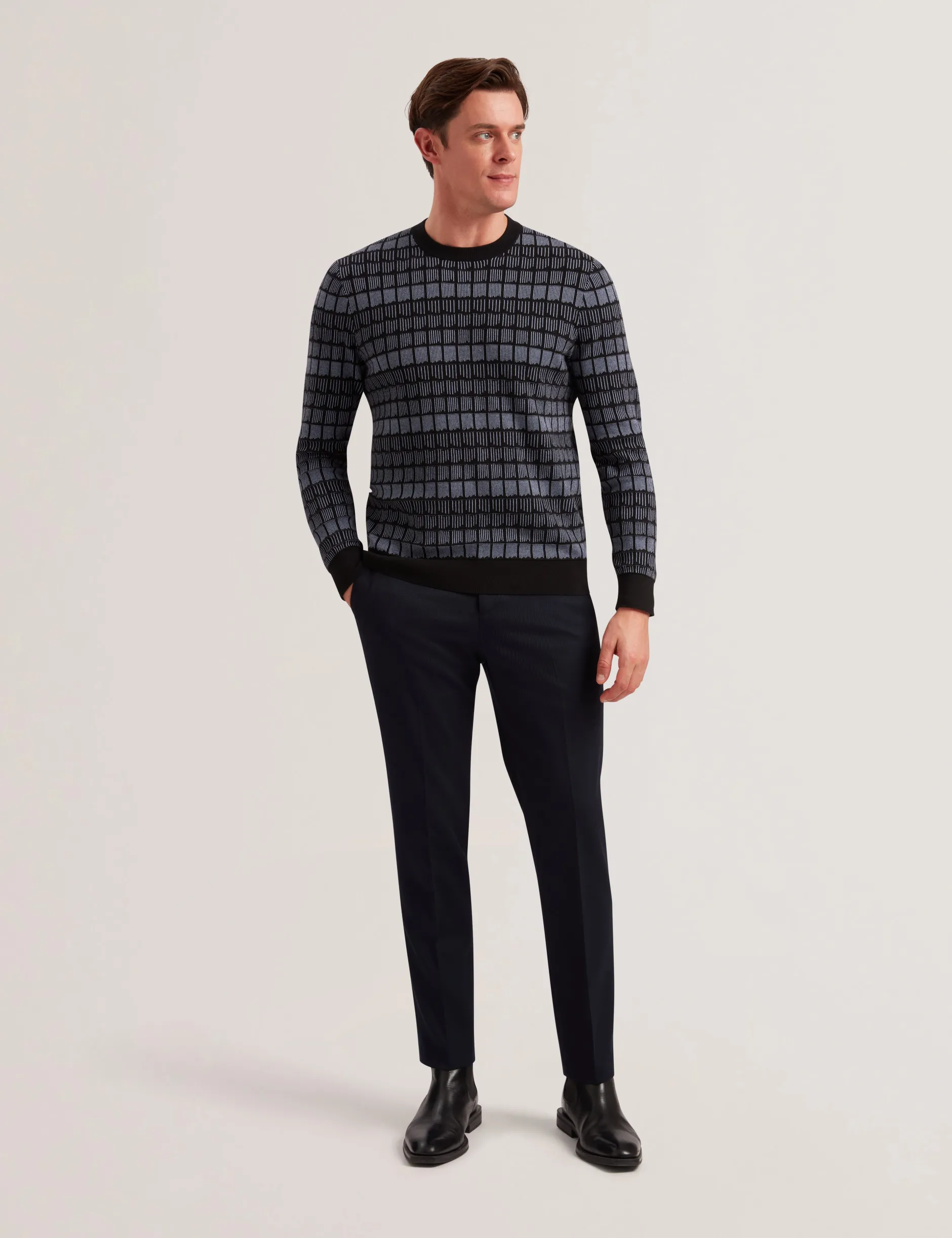 Ombre Jacquard Crew Neck Jumper