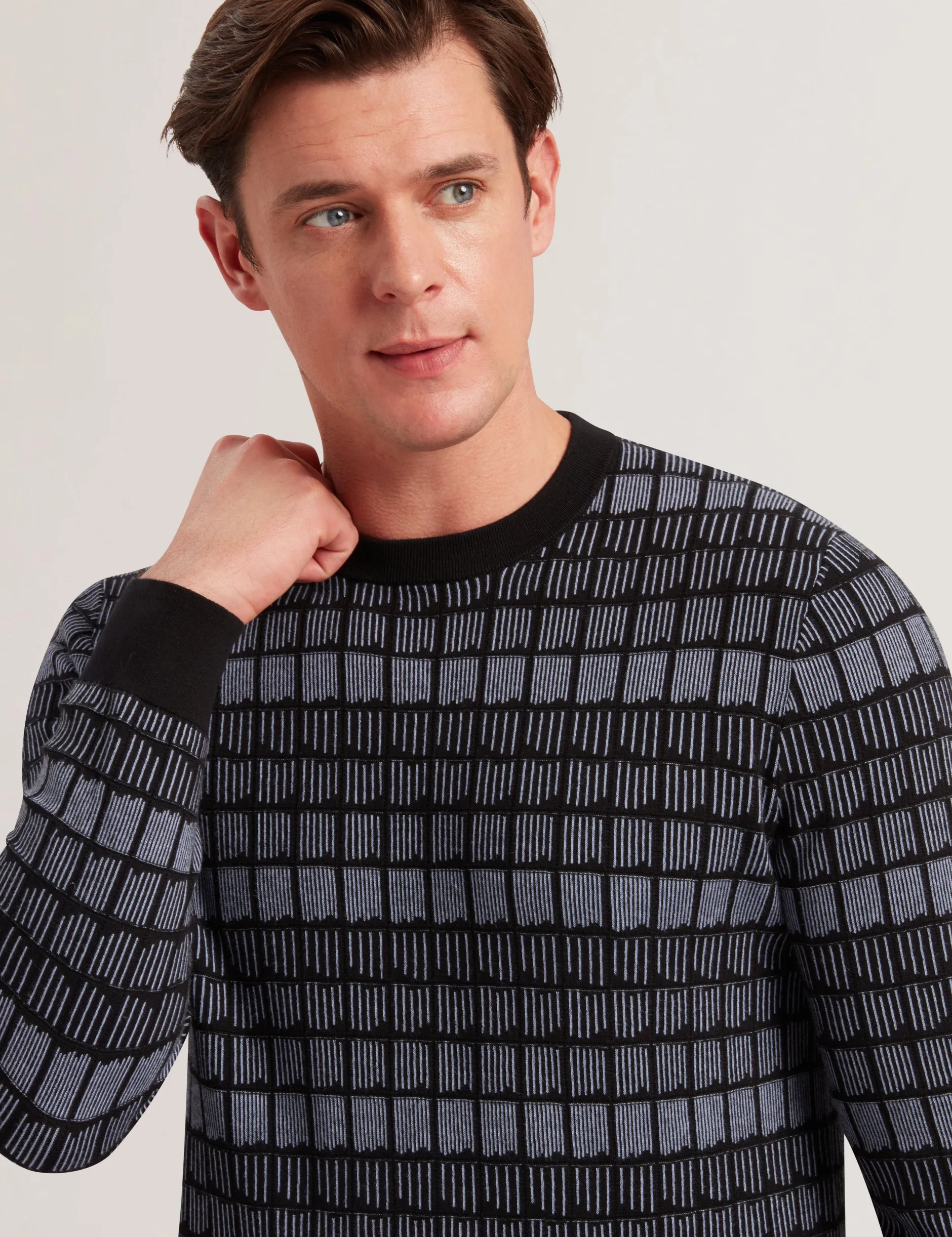Ombre Jacquard Crew Neck Jumper