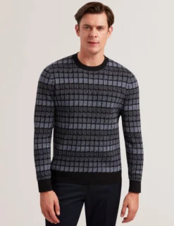 Ombre Jacquard Crew Neck Jumper