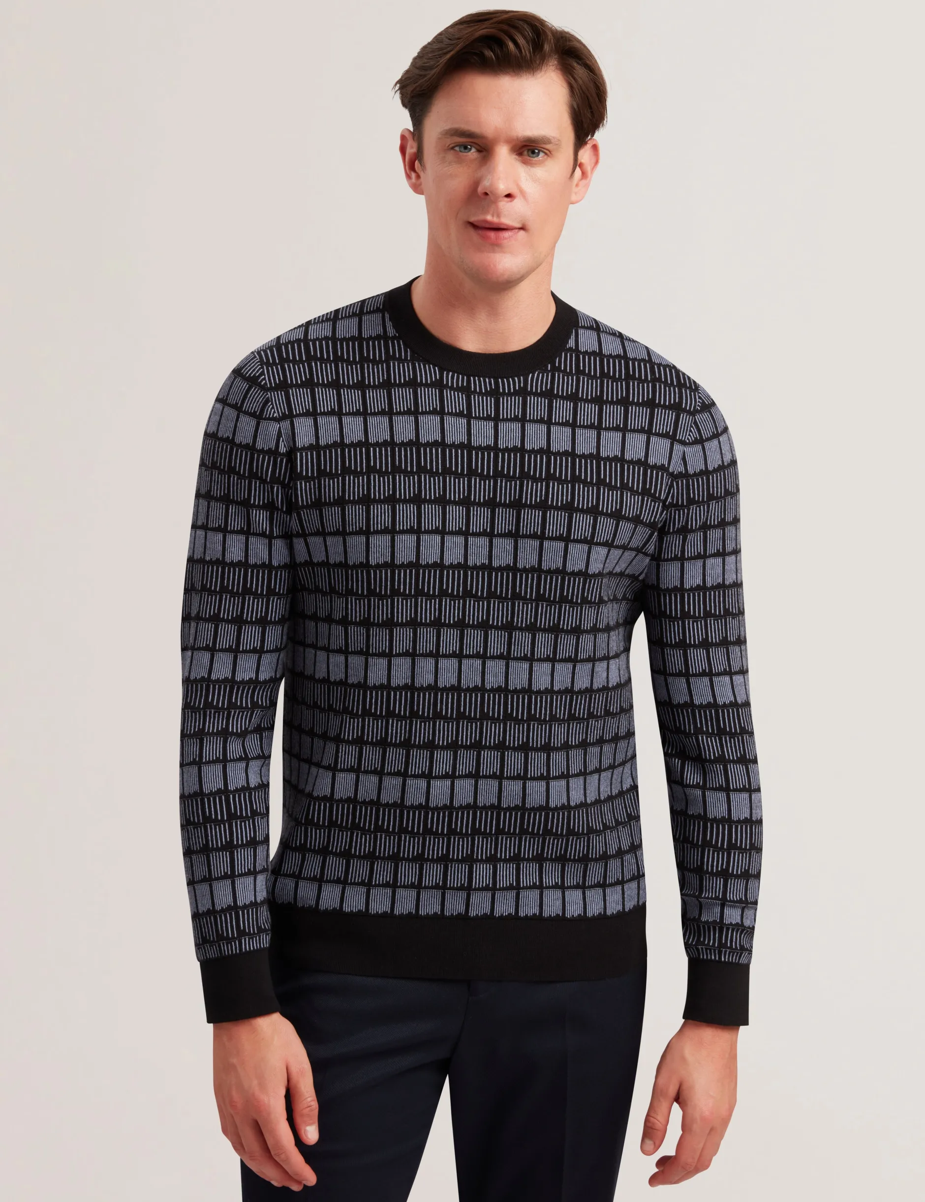 Ombre Jacquard Crew Neck Jumper