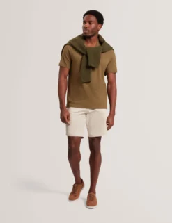 Open Neck Cotton Linen Polo Shirt