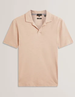 Open Neck Cotton Linen Polo Shirt