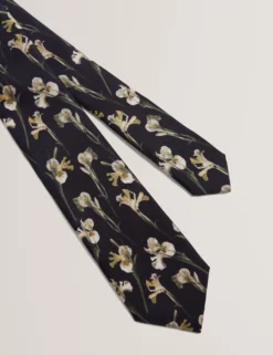 Orchid Floral Print Silk Tie