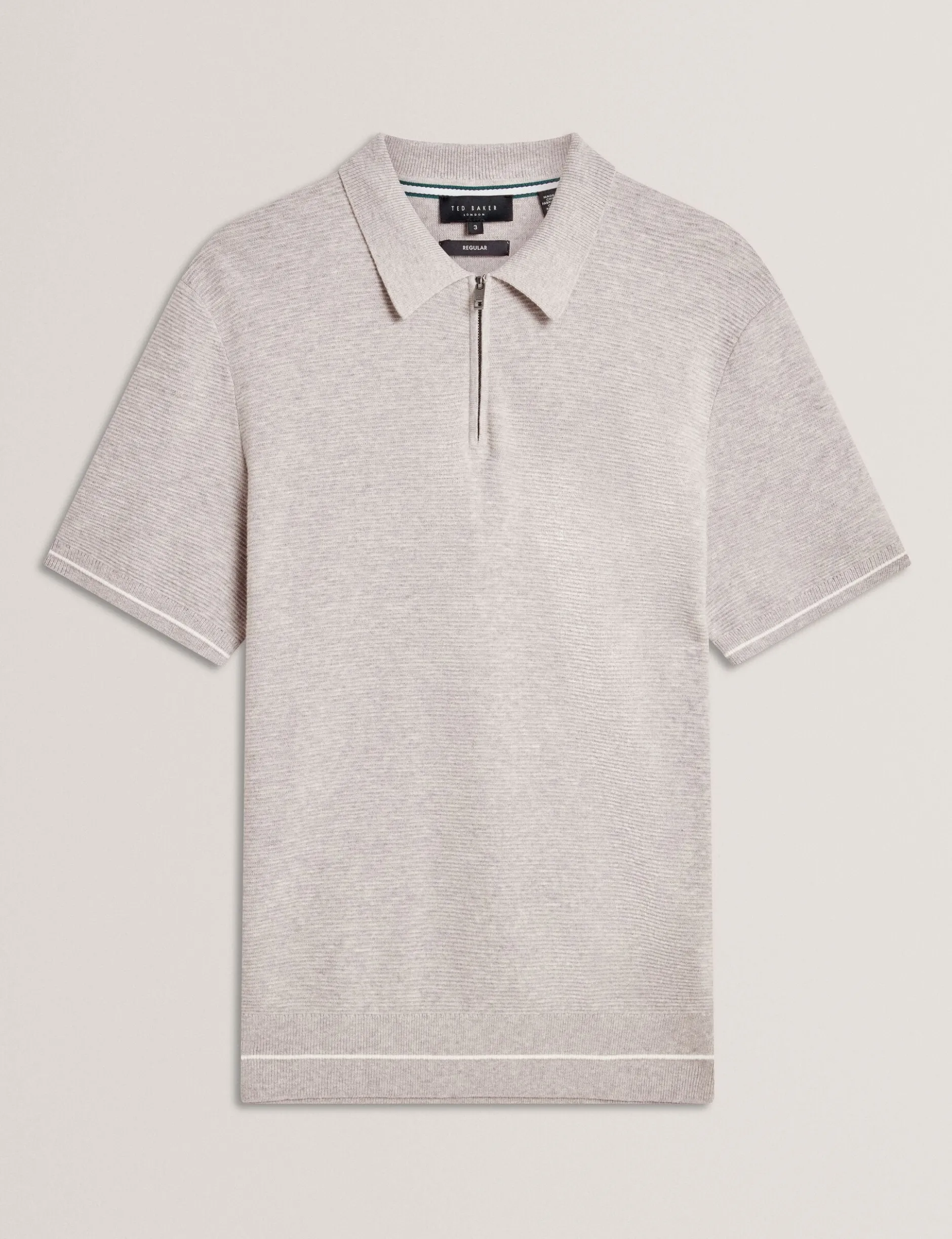 Ottoman Ribbed Knit Zip Neck Polo