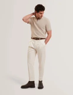 Ottoman Ribbed Knit Zip Neck Polo