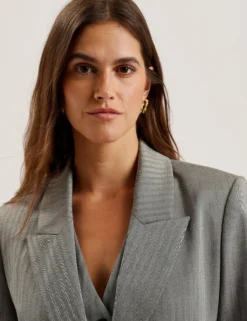 Oversized Herringbone Single Breasted Blazer