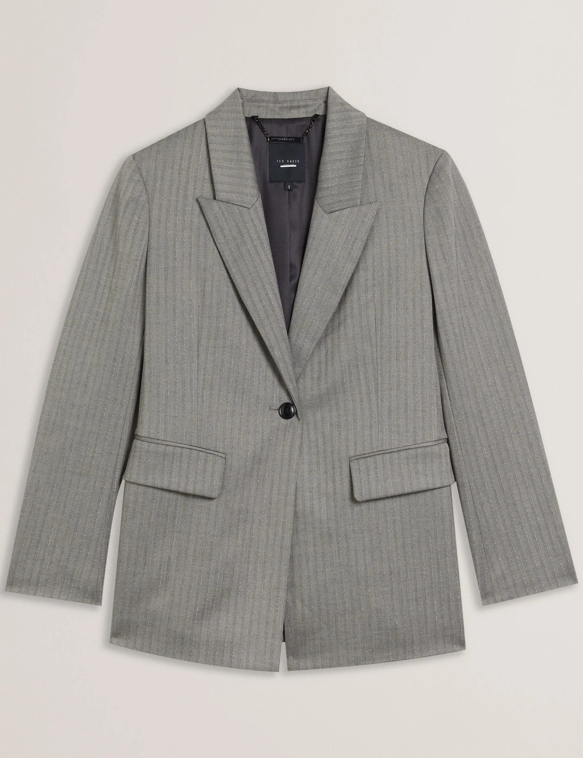 Oversized Herringbone Single Breasted Blazer