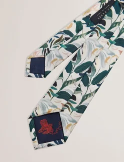 Painted Floral Print Silk Tie