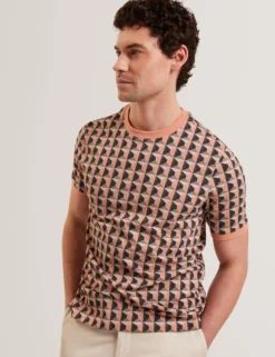Painted Geo Print Pure Cotton T-Shirt