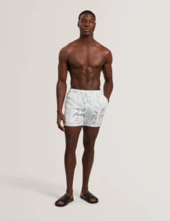Palm Print Mid-Length Swim Shorts