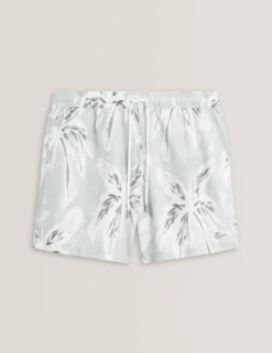 Palm Print Mid-Length Swim Shorts