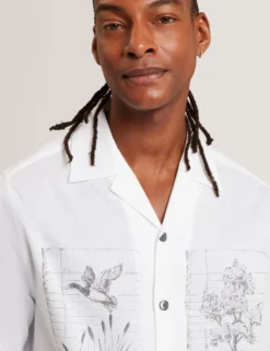 Panel Print Linen Blend Relaxed Shirt