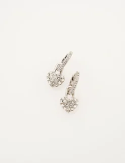 Pave Crystal Padlock Huggie Earrings