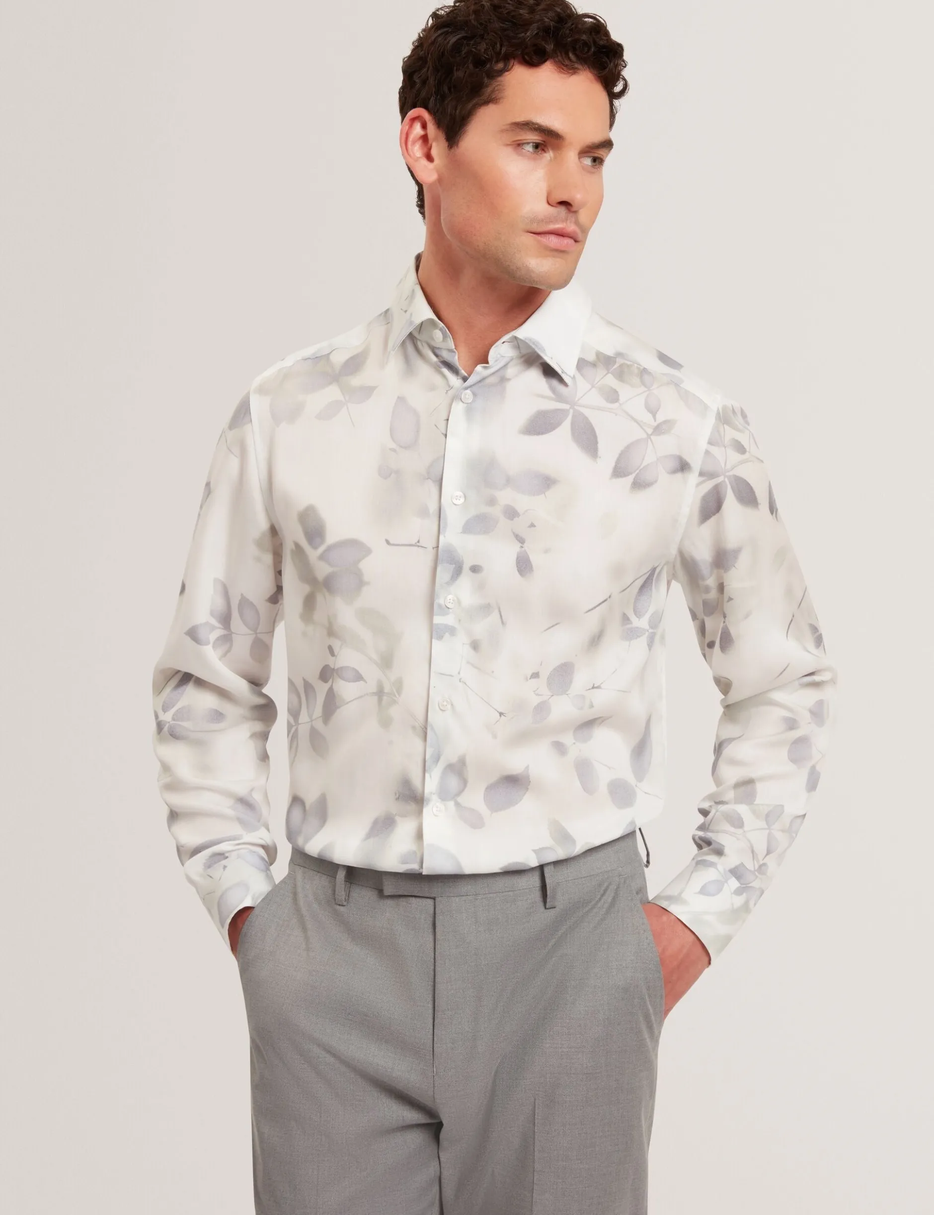 Photograhic Leaf Print Regular Fit Shirt