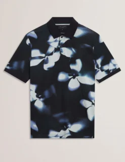 Photographic Floral Print Cotton Polo Shirt