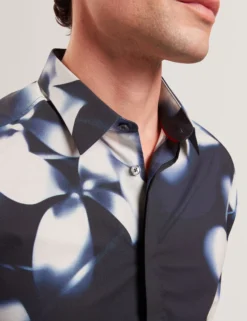 Photographic Floral Print Long Sleeve Shirt