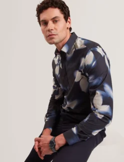 Photographic Floral Print Long Sleeve Shirt