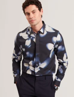Photographic Floral Print Long Sleeve Shirt