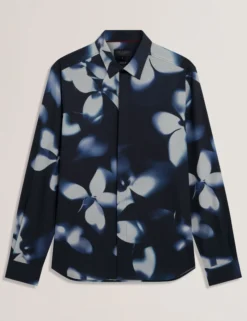 Photographic Floral Print Long Sleeve Shirt