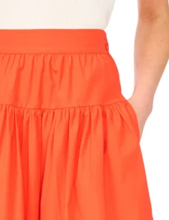 Picot Trim Cotton Full Midi Skirt