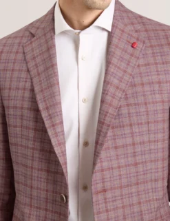 Plaid Silk Blend Woven Blazer