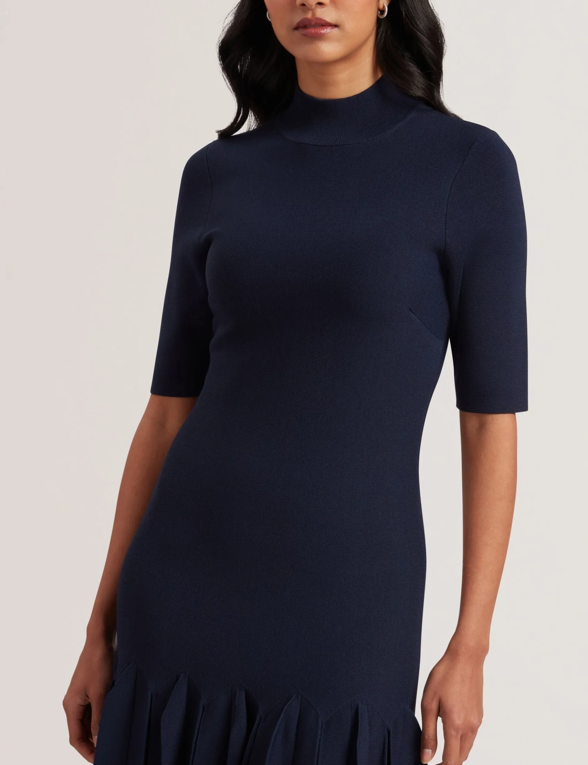 Pleated Hem Bodycon Knit Mini Dress