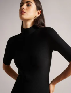 Pleated Hem Bodycon Knit Mini Dress