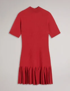 Pleated Hem Bodycon Knit Mini Dress