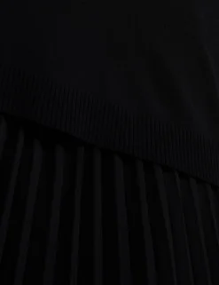 Pleated Midi Dress With Removable Knit Tank
