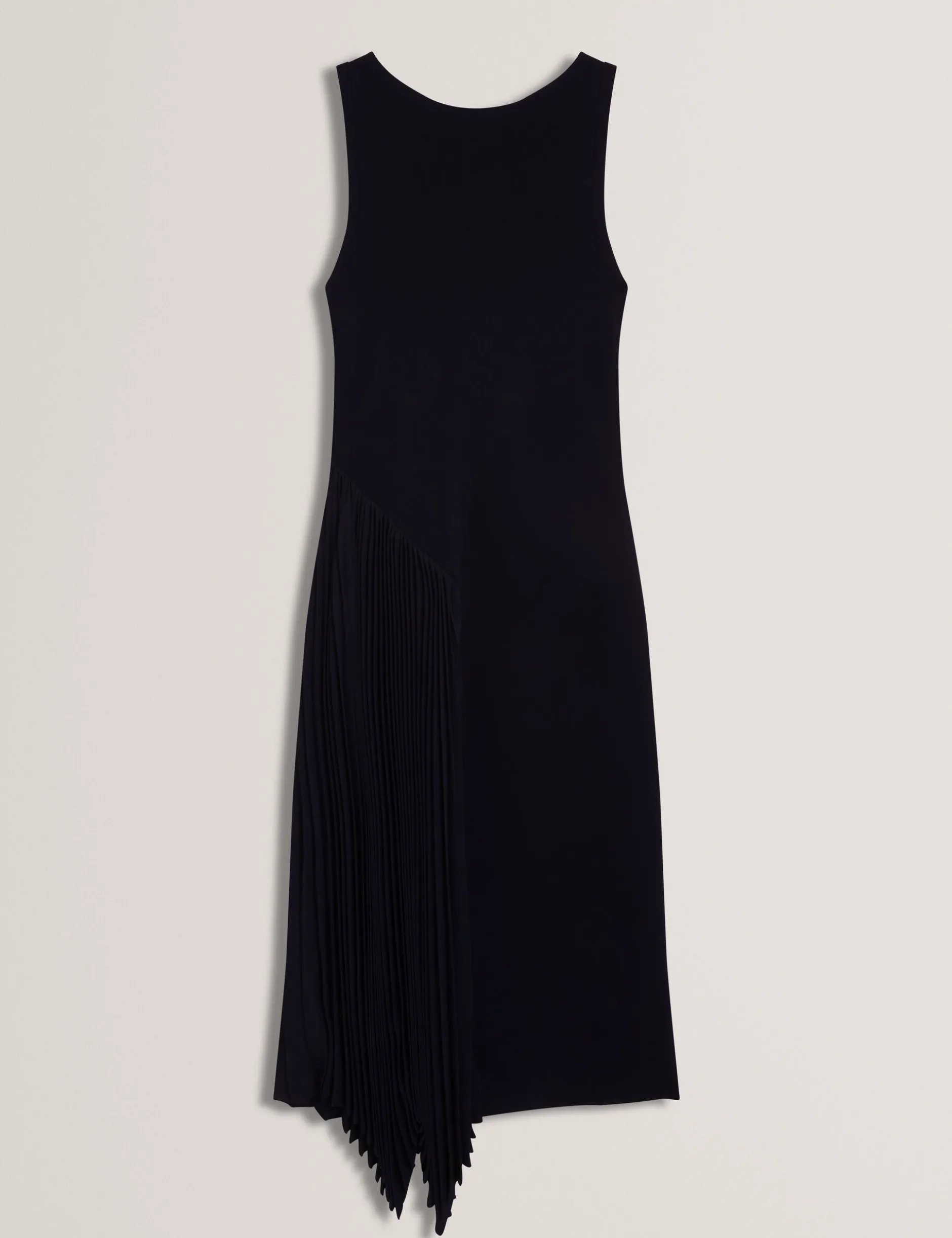 Pleated Panel Sleeveless Knitted Midi Dress