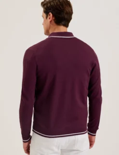 Pointelle Diamond Knitted Long Sleeve Shirt
