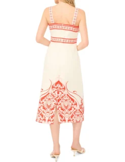 Printed Detail Strappy Linen Sundress