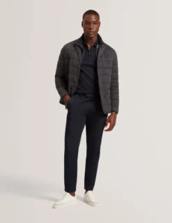 Quilted Blazer With High Neck Liner